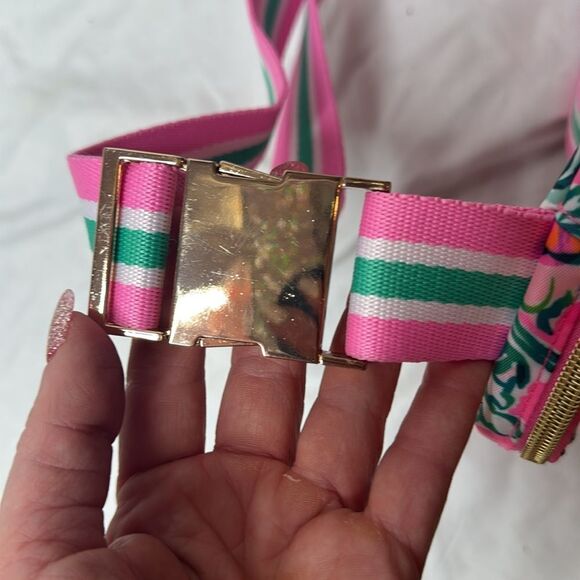 Lilly Pulitzer Jeanie Belt Bag In Soleil Pink Perfect Poppy. New Without Tag. - Picture 5 of 10